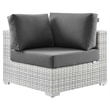 Modway Convene Modern Fabric Outdoor Patio Corner Chair in Light Gray/Charcoal