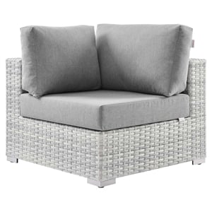 Modway Convene Modern Fabric Outdoor Patio Corner Chair in Light Gray