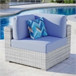Modway Convene Modern Fabric Outdoor Patio Corner Chair in Light Gray/Light Blue