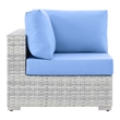 Modway Convene Modern Fabric Outdoor Patio Corner Chair in Light Gray/Light Blue