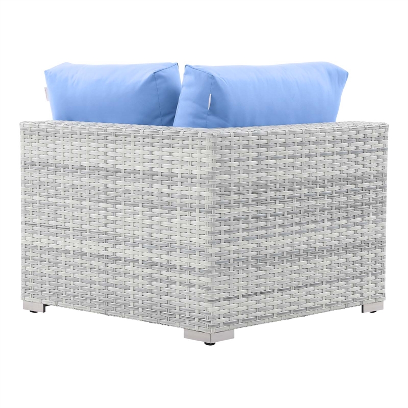 Modway Convene Modern Fabric Outdoor Patio Corner Chair in Light Gray/Light Blue