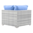 Modway Convene Modern Fabric Outdoor Patio Corner Chair in Light Gray/Light Blue