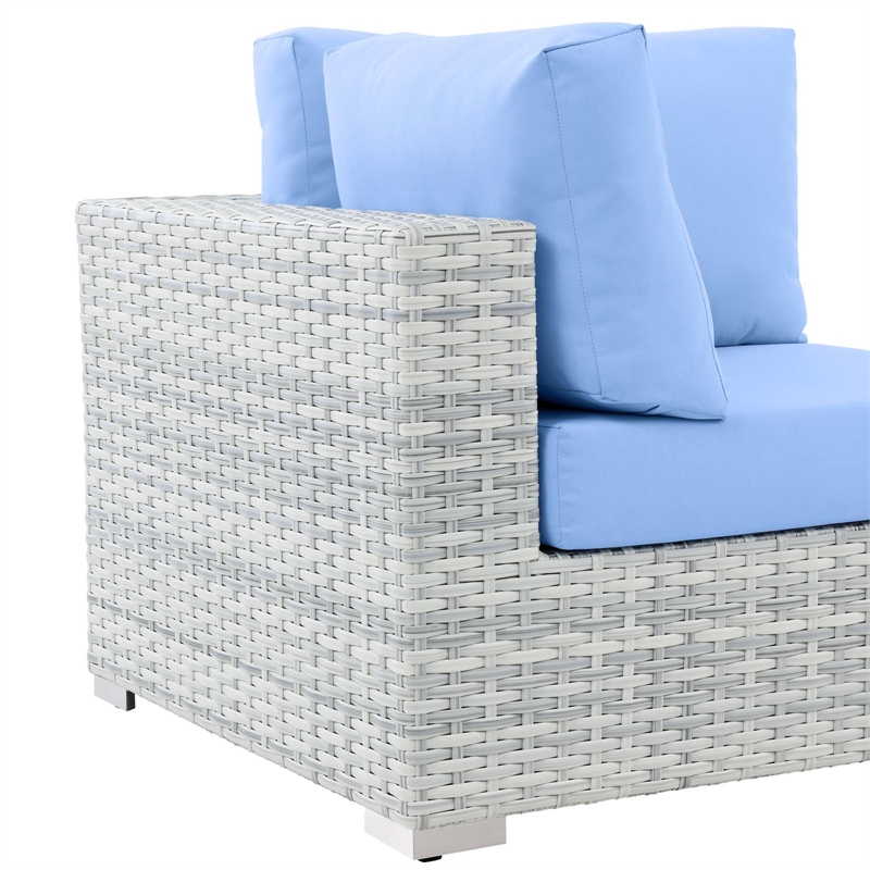 Modway Convene Modern Fabric Outdoor Patio Corner Chair in Light Gray/Light Blue