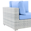 Modway Convene Modern Fabric Outdoor Patio Corner Chair in Light Gray/Light Blue