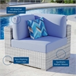Modway Convene Modern Fabric Outdoor Patio Corner Chair in Light Gray/Light Blue