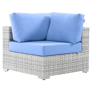 Modway Convene Modern Fabric Outdoor Patio Corner Chair in Light Gray/Light Blue