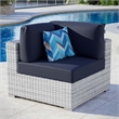 Modway Convene Modern Fabric Outdoor Patio Corner Chair in Light Gray/Navy