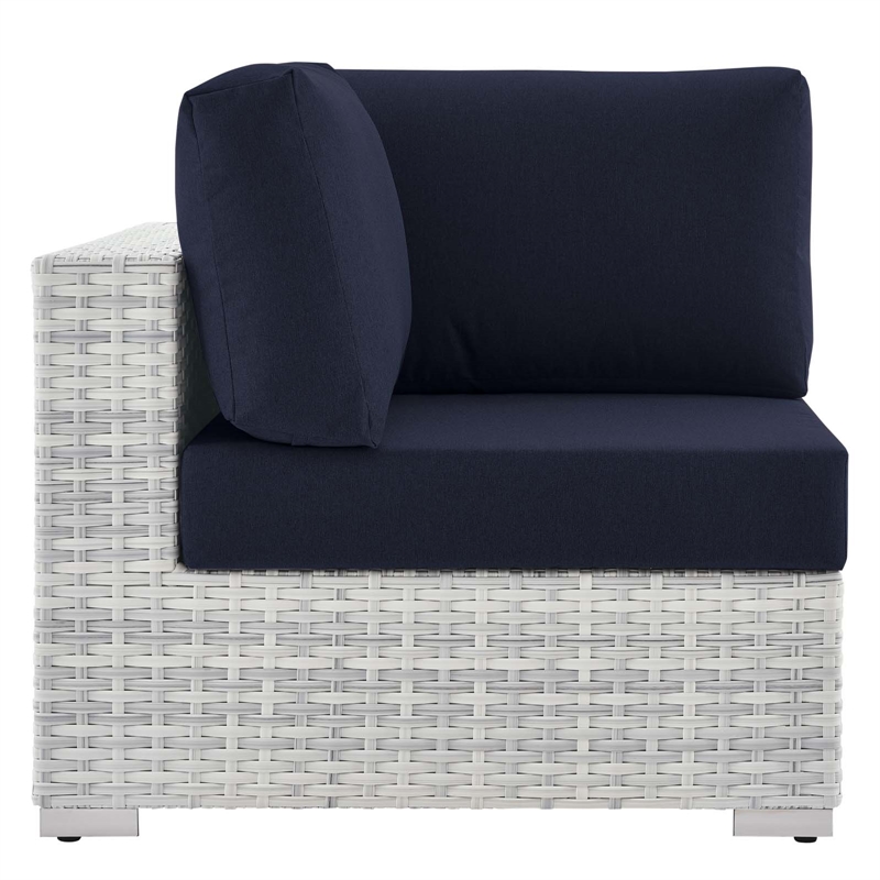 Modway Convene Modern Fabric Outdoor Patio Corner Chair in Light Gray/Navy