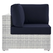Modway Convene Modern Fabric Outdoor Patio Corner Chair in Light Gray/Navy