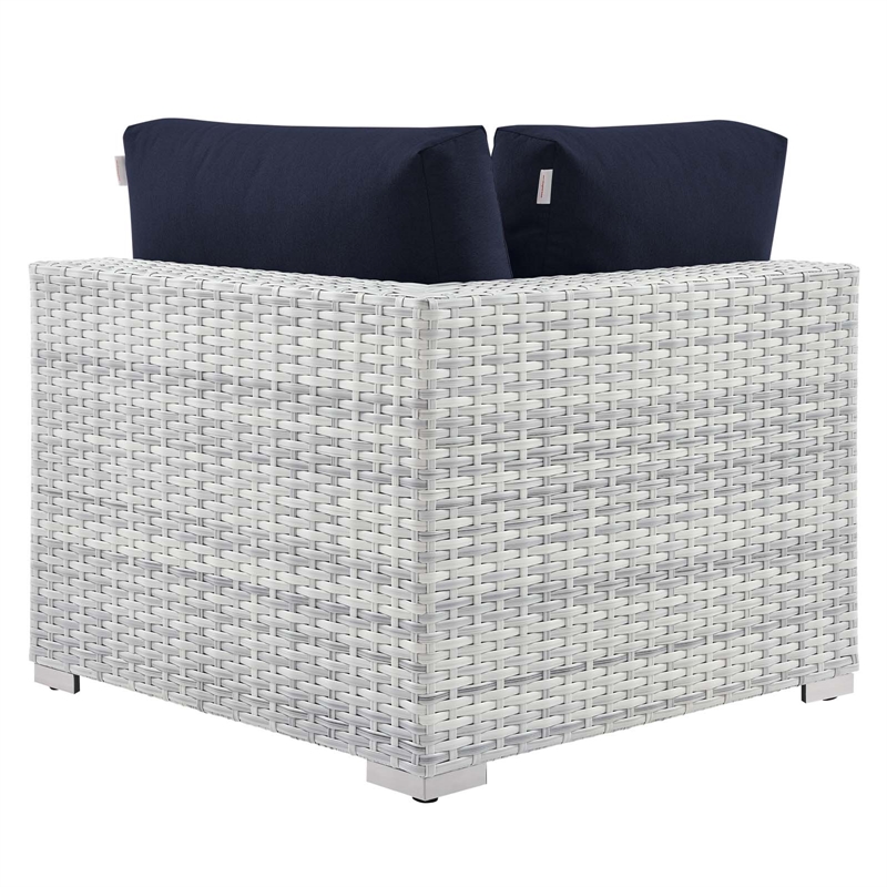 Modway Convene Modern Fabric Outdoor Patio Corner Chair in Light Gray/Navy