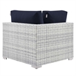Modway Convene Modern Fabric Outdoor Patio Corner Chair in Light Gray/Navy