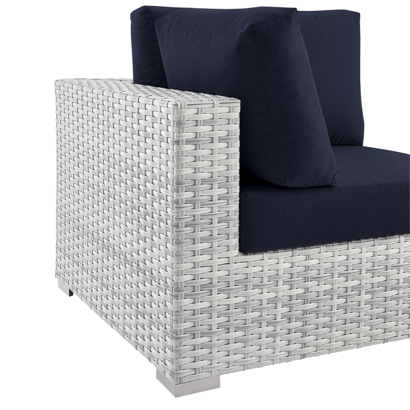 Modway Convene Modern Fabric Outdoor Patio Corner Chair in Light Gray/Navy