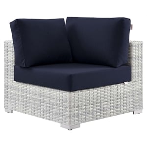 Modway Convene Modern Fabric Outdoor Patio Corner Chair in Light Gray/Navy