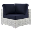 Modway Convene Modern Fabric Outdoor Patio Corner Chair in Light Gray/Navy