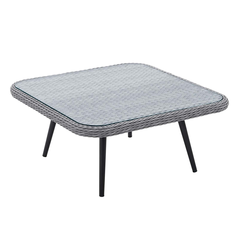 Modway Endeavor Square Rattan Outdoor Patio Coffee Table in Gray