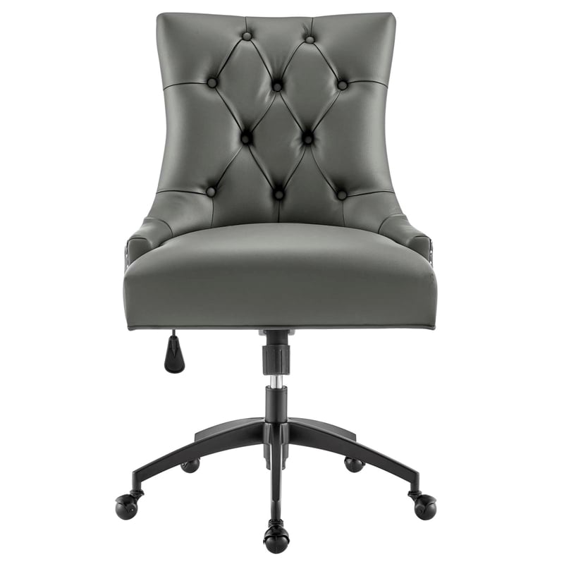 Modway Regent Tufted Back Modern Faux Leather Swivel Office Chair in Gray/Black