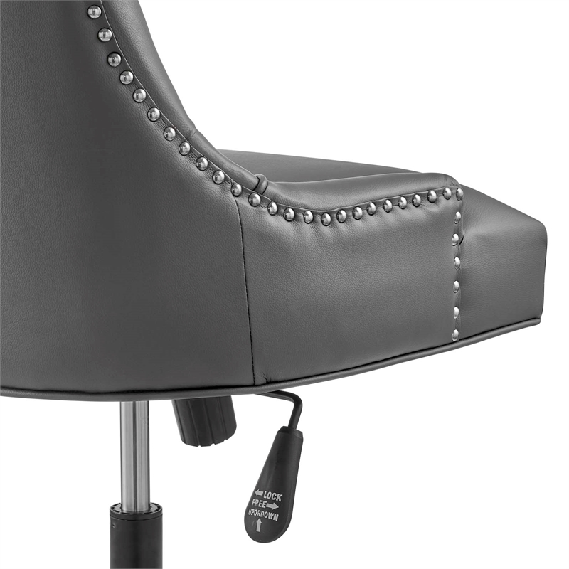 Modway Regent Tufted Back Modern Faux Leather Swivel Office Chair in Gray/Black