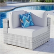 Modway Convene Modern Fabric Outdoor Patio Corner Chair in Light Gray/White