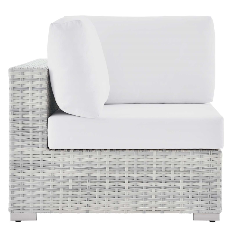 Modway Convene Modern Fabric Outdoor Patio Corner Chair in Light Gray/White