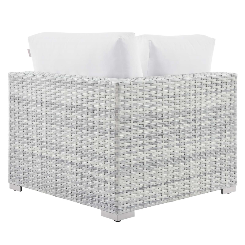 Modway Convene Modern Fabric Outdoor Patio Corner Chair in Light Gray/White