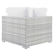 Modway Convene Modern Fabric Outdoor Patio Corner Chair in Light Gray/White