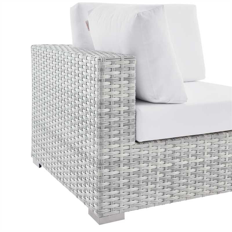 Modway Convene Modern Fabric Outdoor Patio Corner Chair in Light Gray/White