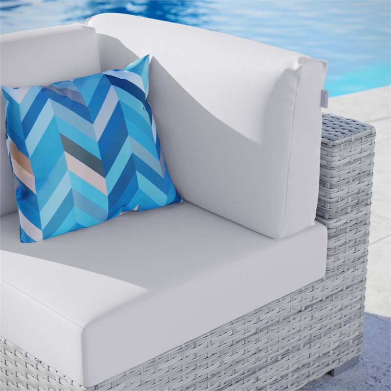 Modway Convene Modern Fabric Outdoor Patio Corner Chair in Light Gray/White
