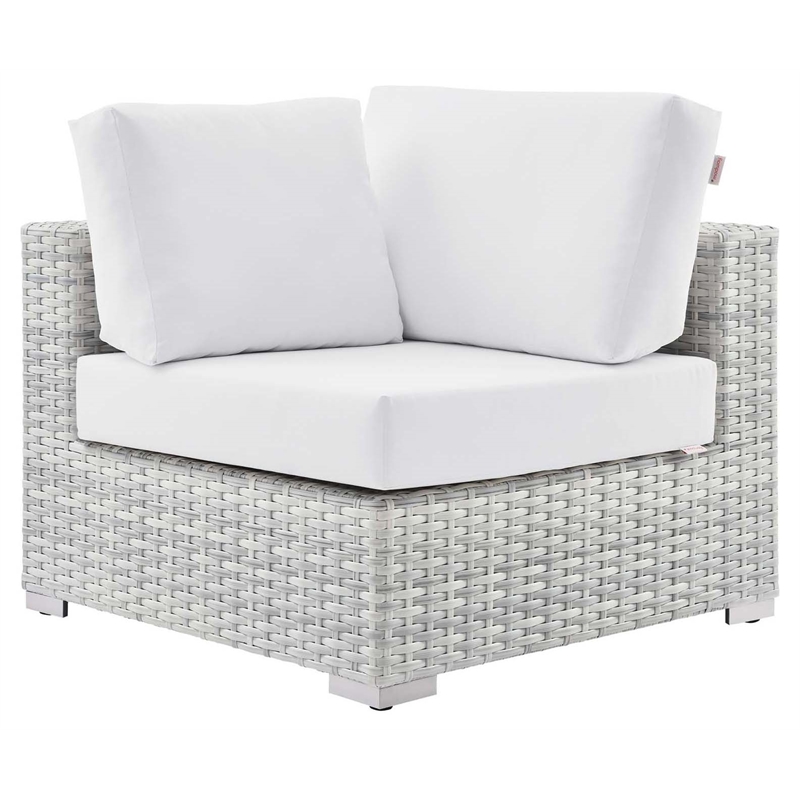 Modway Convene Modern Fabric Outdoor Patio Corner Chair in Light Gray/White