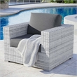 Modway Convene Modern Fabric Outdoor Patio Armchair in Light Gray/Charcoal