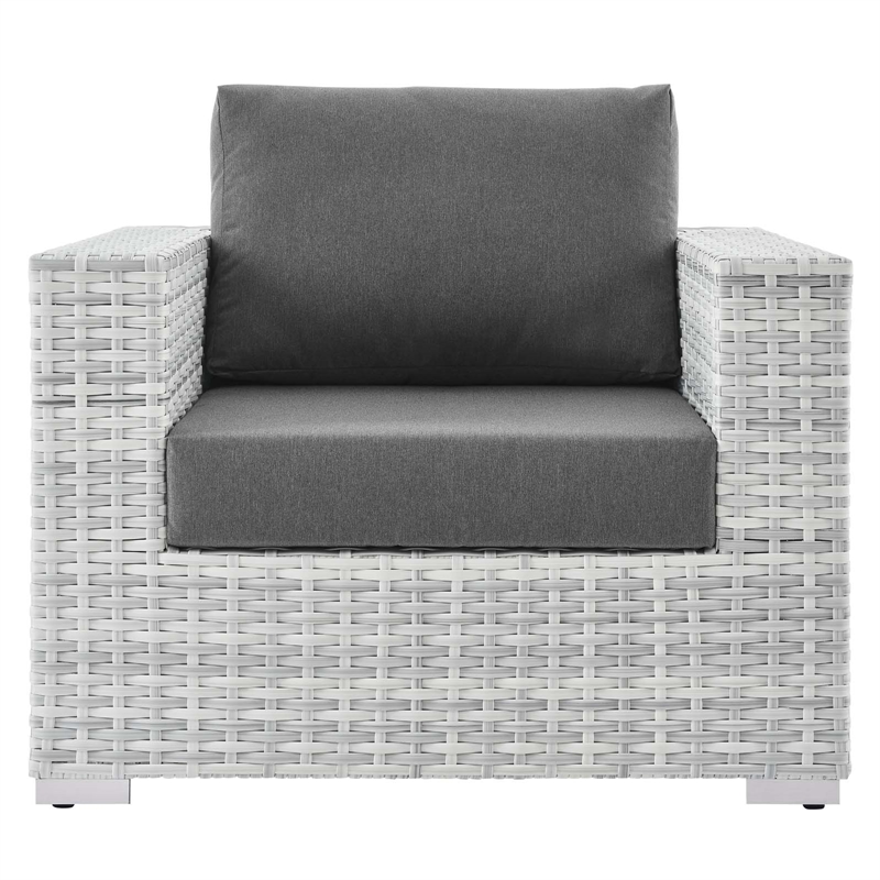 Modway Convene Modern Fabric Outdoor Patio Armchair in Light Gray/Charcoal