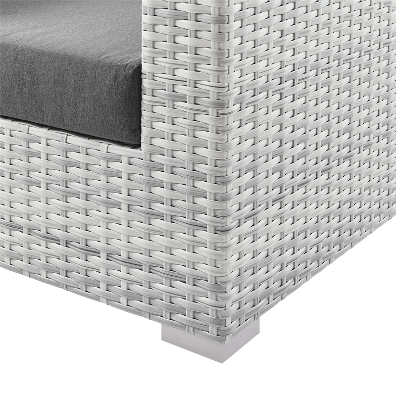 Modway Convene Modern Fabric Outdoor Patio Armchair in Light Gray/Charcoal