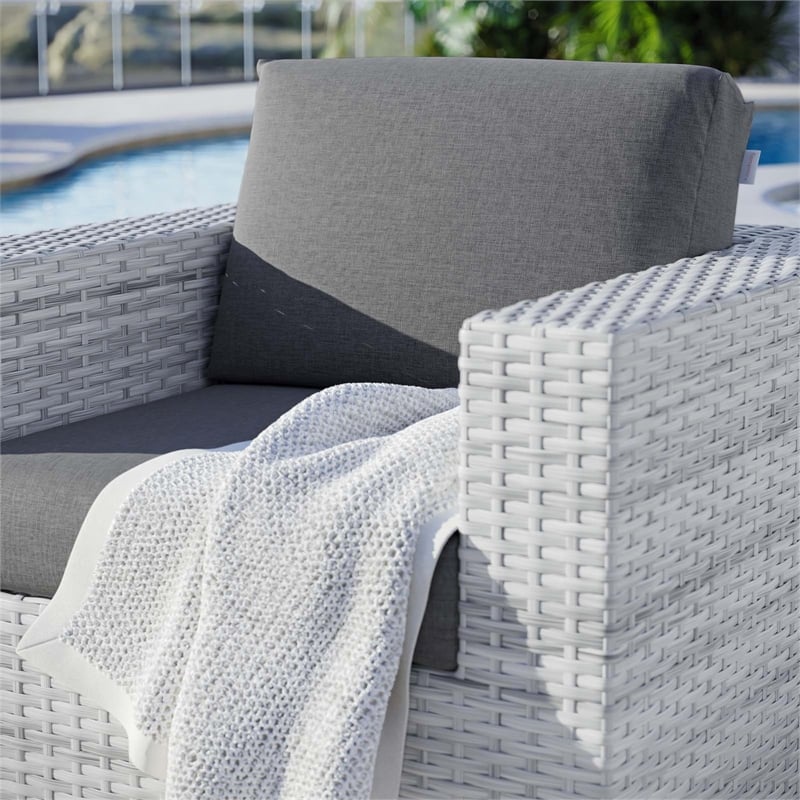 Modway Convene Modern Fabric Outdoor Patio Armchair in Light Gray/Charcoal