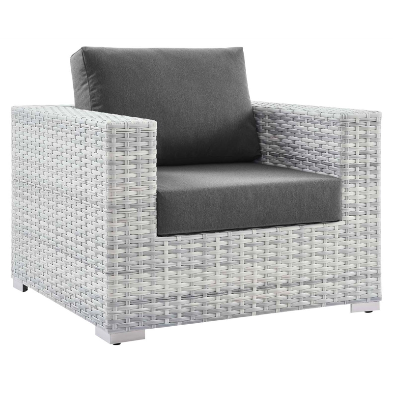Modway Convene Modern Fabric Outdoor Patio Armchair in Light Gray/Charcoal