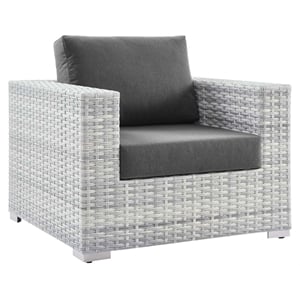 Modway Convene Modern Fabric Outdoor Patio Armchair in Light Gray/Charcoal