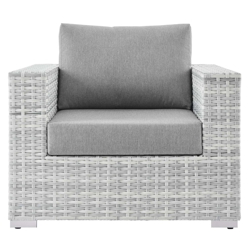 Modway Convene Modern Fabric Outdoor Patio Armchair in Light Gray