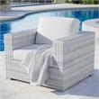 Modway Convene Modern Fabric Outdoor Patio Armchair in Light Gray/White