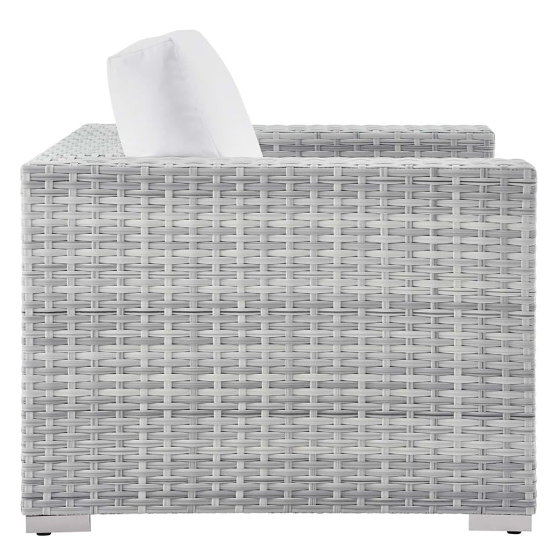 Modway Convene Modern Fabric Outdoor Patio Armchair in Light Gray/White