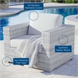 Modway Convene Modern Fabric Outdoor Patio Armchair in Light Gray/White