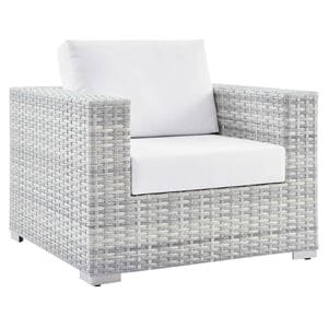 Modway Convene Modern Fabric Outdoor Patio Armchair in Light Gray/White