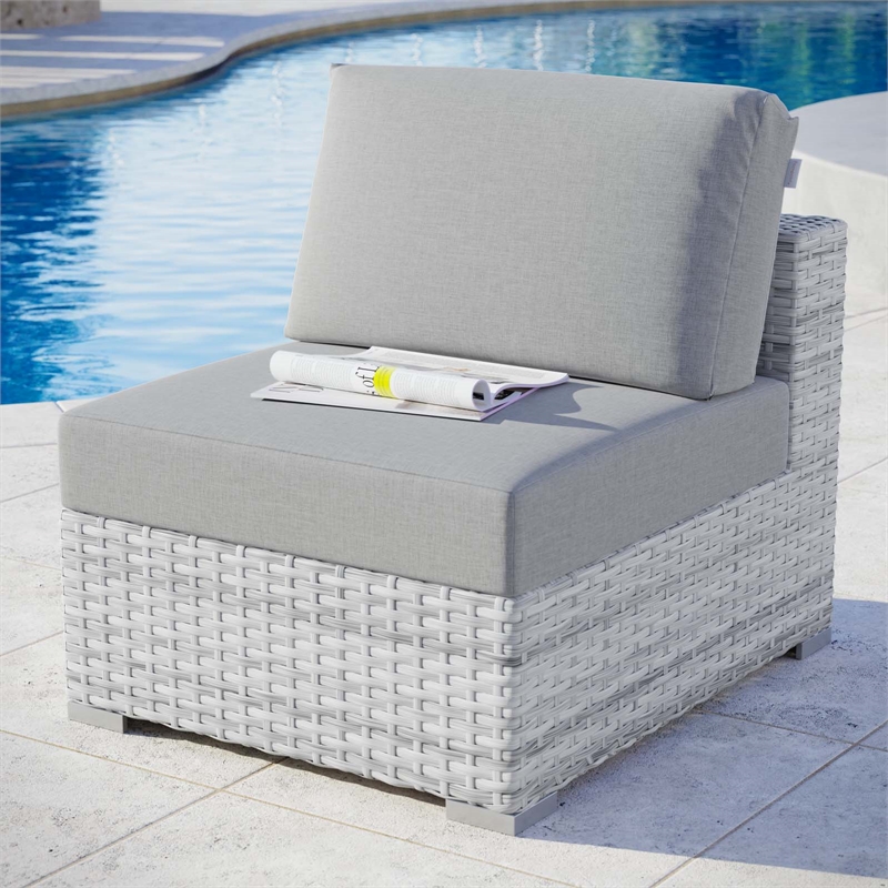 Modway Convene Modern Fabric Outdoor Patio Armless Chair in Light Gray