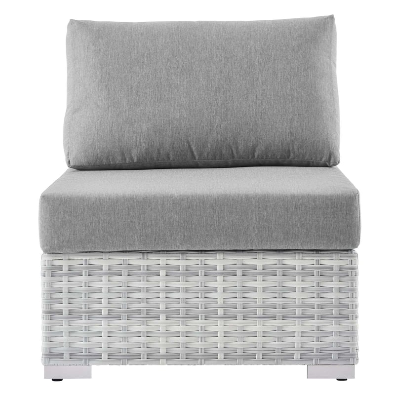 Modway Convene Modern Fabric Outdoor Patio Armless Chair in Light Gray