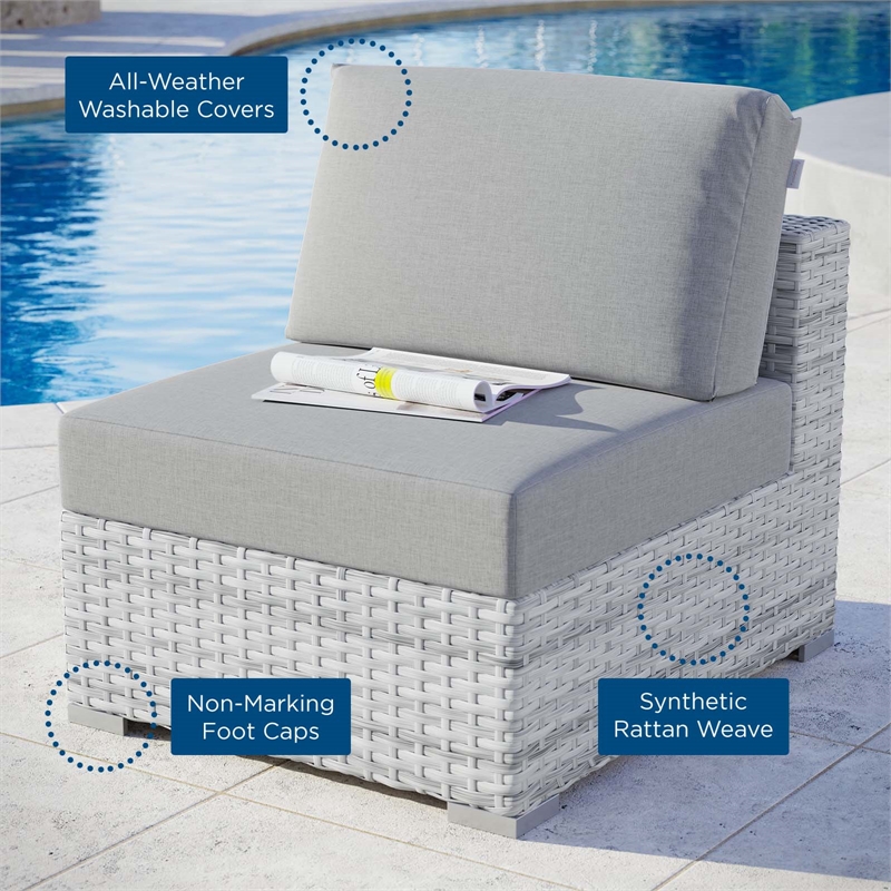 Modway Convene Modern Fabric Outdoor Patio Armless Chair in Light Gray