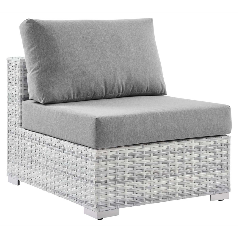 Modway Convene Modern Fabric Outdoor Patio Armless Chair in Light Gray