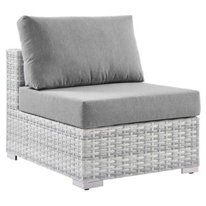 modway convene modern fabric outdoor patio armless chair in light gray