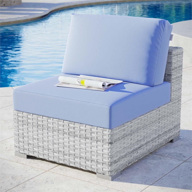 Modway Convene Modern Fabric Outdoor Patio Armless Chair in Gray/Light Blue