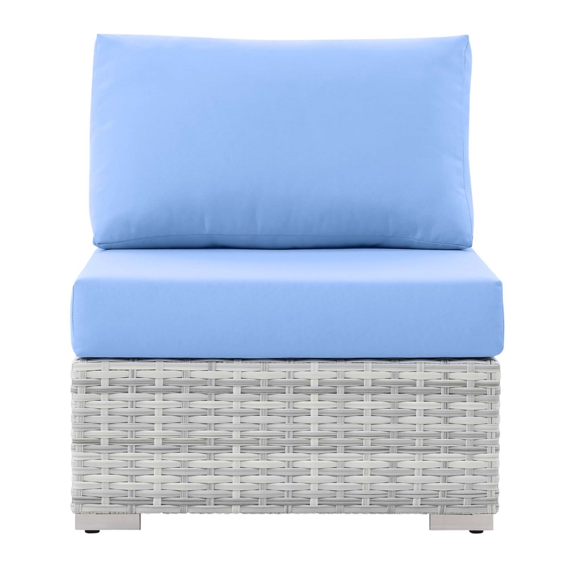 Modway Convene Modern Fabric Outdoor Patio Armless Chair in Gray/Light Blue