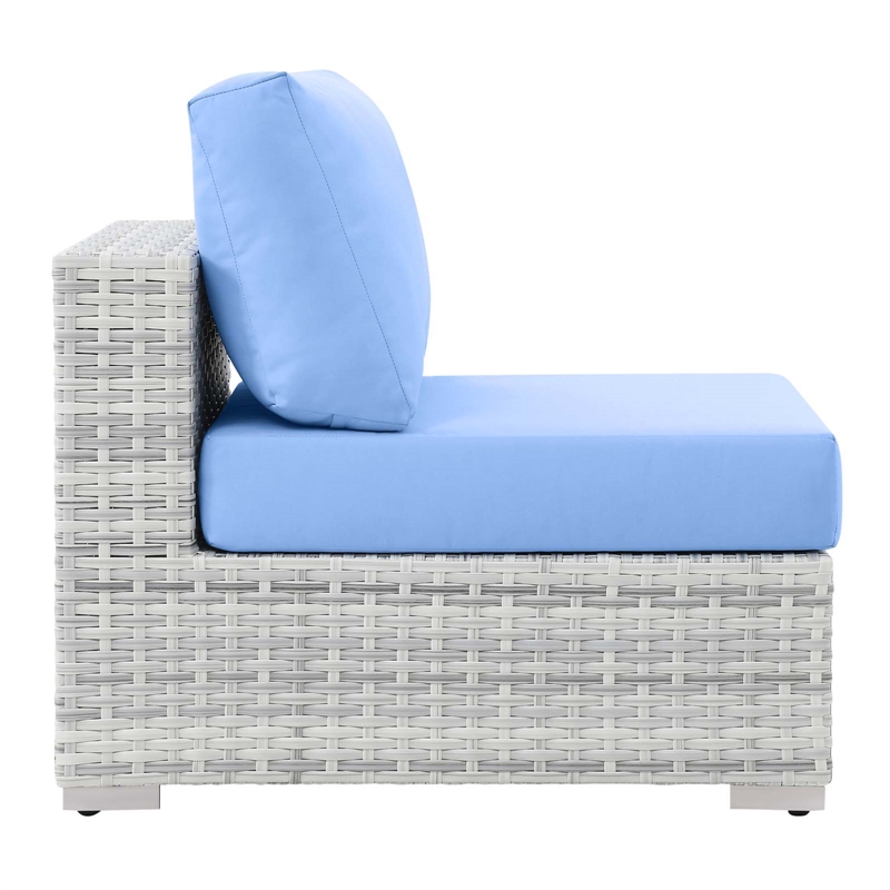 Modway Convene Modern Fabric Outdoor Patio Armless Chair in Gray/Light Blue