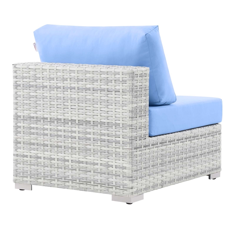 Modway Convene Modern Fabric Outdoor Patio Armless Chair in Gray/Light Blue