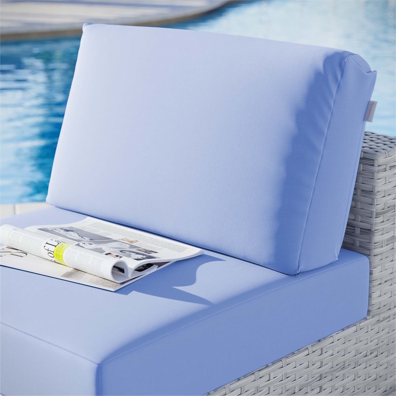 Modway Convene Modern Fabric Outdoor Patio Armless Chair in Gray/Light Blue