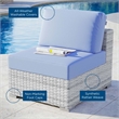 Modway Convene Modern Fabric Outdoor Patio Armless Chair in Gray/Light Blue